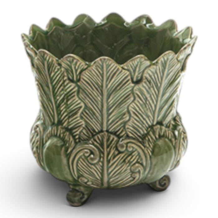 Caspò ceramica Foglia Verde Bruco