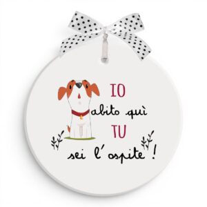 Formella decorativa Egan Pensieri e Parole Cane Ospite in ceramica