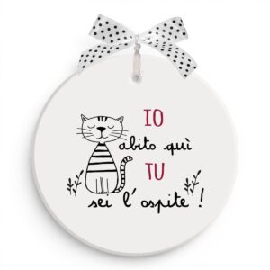 Formella decorativa Egan Pensieri e Parole Gatto Ospite in ceramica
