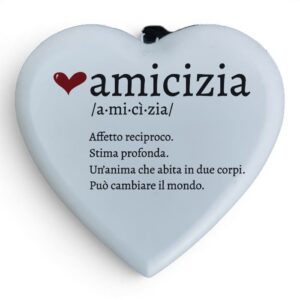 Cuore in legno Profumo del Legno con dedica "Amicizia".