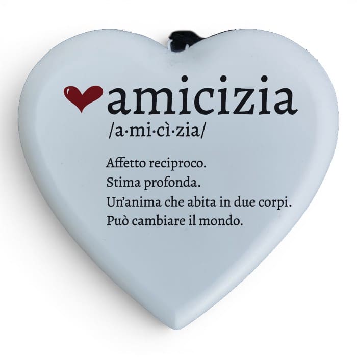 Cuore in legno Profumo del Legno con dedica "Amicizia".