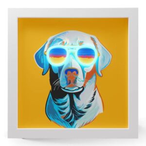 Quadro luminoso WD Lifestyle Cane con occhiali 30x30 cm