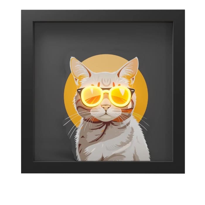 Quadro luminoso WD Lifestyle Gatto con occhiali 30x30 cm