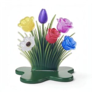Linee Recanati Bouquet Centrotavola Due in metacrilato con fiori multicolore 23x21x26 cm