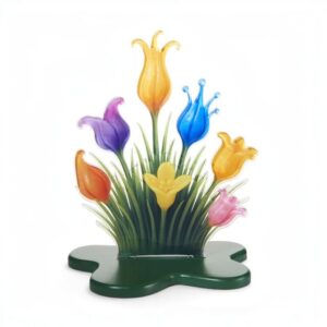 Linee Recanati Bouquet Centrotavola Tre in metacrilato con composizione floreale 21,5x21x23 cm