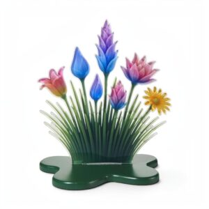 Linee Recanati Bouquet Centrotavola Uno in metacrilato con fiori multicolore 21,5x21x27 cm
