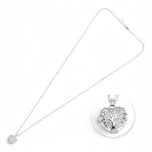 Ottaviani Collana chiama angeli placcata argento 925 con cuore in pietra lavica 98 cm