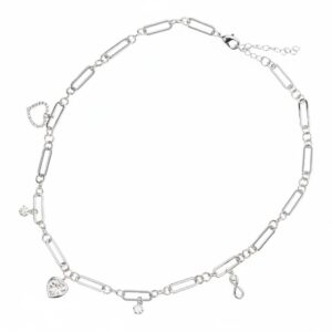 Ottaviani Collana rodiata con cubic zirconia e ciondoli