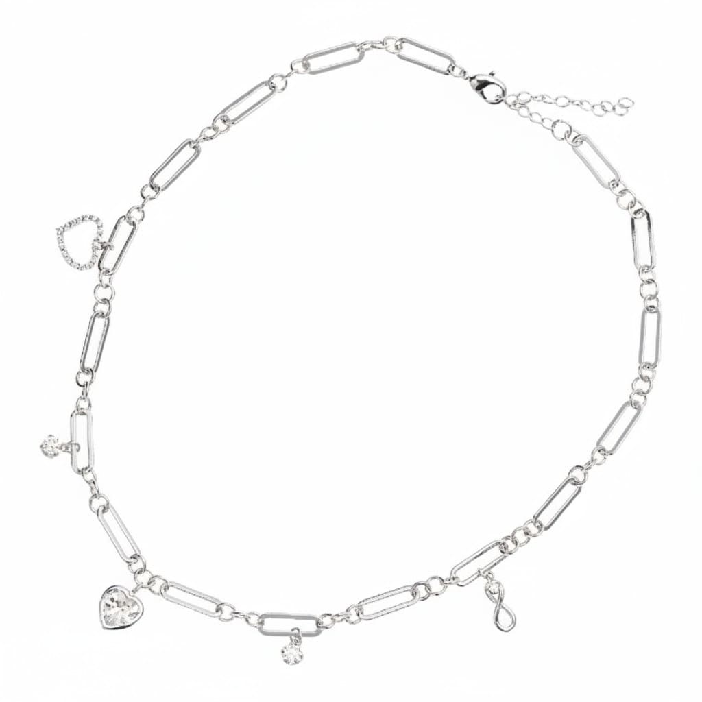 Ottaviani Collana rodiata con cubic zirconia e ciondoli