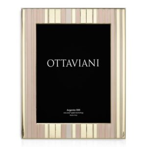Ottaviani Portafoto righe rosa cipria 13x18 cm Mirosilver