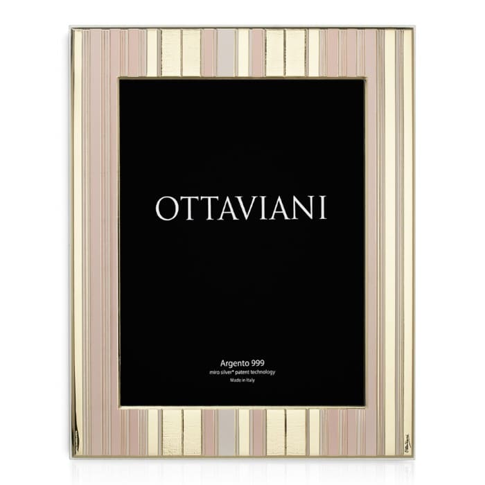 Ottaviani Portafoto righe rosa cipria 13x18 cm Mirosilver