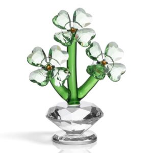 Ottaviani Scultura in cristallo colorato tre fiori verdi