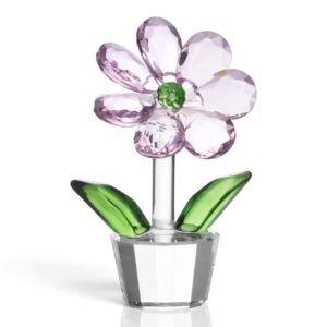 Ottaviani Scultura in cristallo colorato fiore lilla