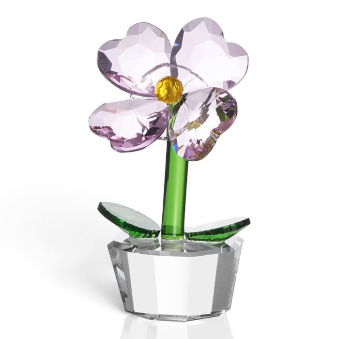 Ottaviani Scultura in cristallo colorato orchidea lilla