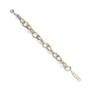 Bracciale Bocarol in bronzo placcato color oro e argento con maglie ovali intrecciate e chiusura a moschettone