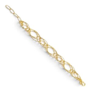 Bracciale Bocarol in bronzo placcato oro con elementi ovali intrecciati e chiusura a moschettone