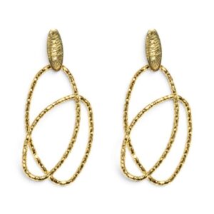 Orecchini pendenti Bocarol in bronzo placcato color oro con ovali intrecciati BR1773OR