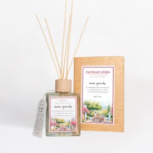 Come Quando profumatore ambiente Famiglia 200 ml Fresia e Violetta con flacone in vetro e tappo in legno.