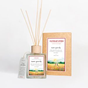 Come Quando profumatore ambiente Posto Felice 200 ml Fresia e Violetta con flacone in vetro e tappo in legno.