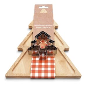 Set Mascagni Casa con tagliere in bamboo a forma di albero e formine in acciaio per biscotti