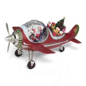 Fantin Argenti aereo natalizio boule de neige con luci LED musica e movimento 45 cm 30212