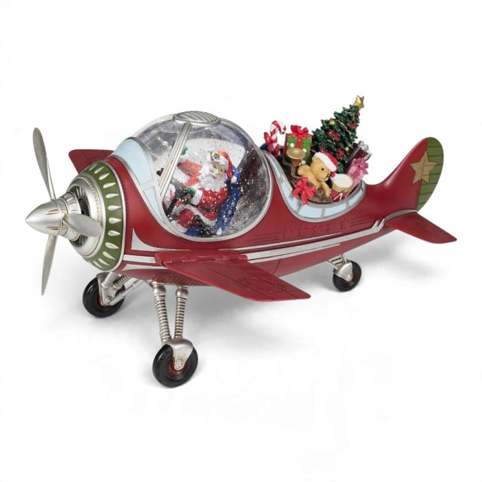 Fantin Argenti aereo natalizio boule de neige con luci LED musica e movimento 45 cm 30212