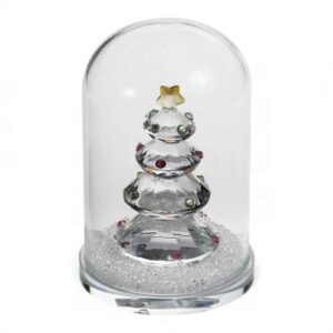 Fantin Argenti albero di Natale in cristallo con strass sotto campana di vetro H13 cm 30646