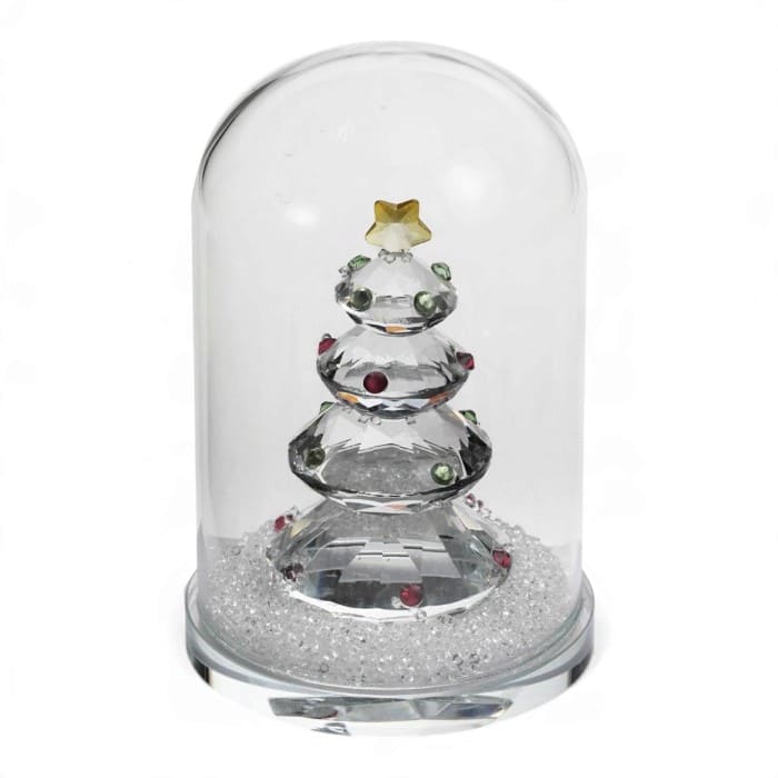 Fantin Argenti albero di Natale in cristallo con strass sotto campana di vetro H13 cm 30646